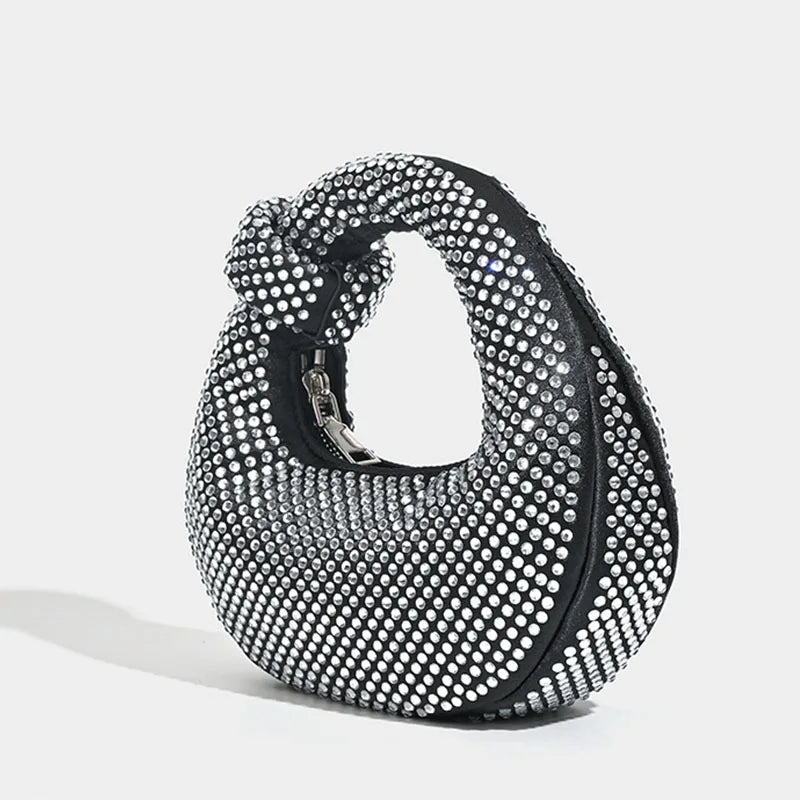 Sac à main de soirée en cristal brillant pour femme, sac à main en satin de luxe, pochette de fête de mariage, sacs initiés féminins, nouvelle mode