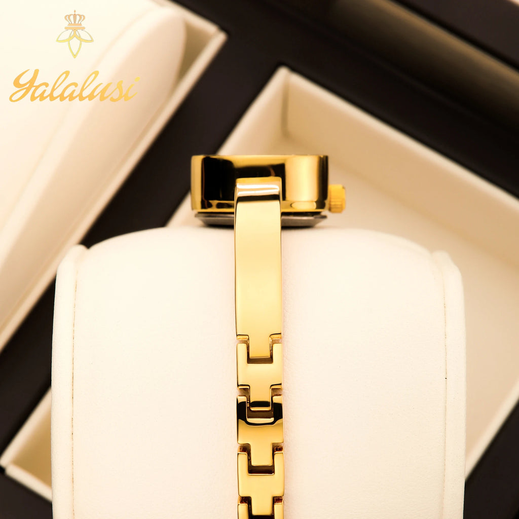 Montre à Quartz plaquée or pour femme Design de luxe montre pour femme à la mode Style élégant boîte de montre cadeau pour femme
