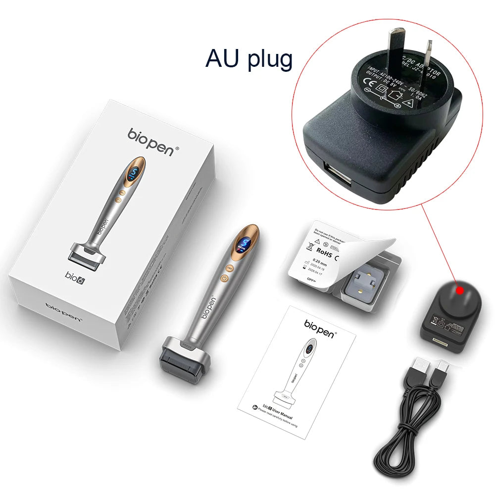 Nouveauté Derma Stamp Bio 6 LED Derma Pen EMS Vibration Microneedling équipement de beauté pour soins du visage croissance des cheveux