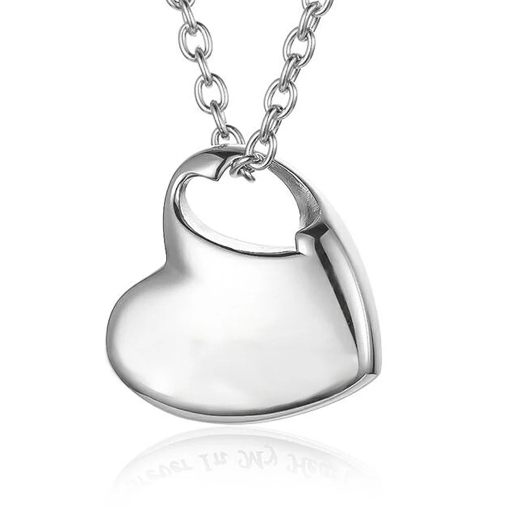 Pendentif urne coeur en acier inoxydable pour cendres humaines-collier de crémation, bijoux souvenir commémoratif