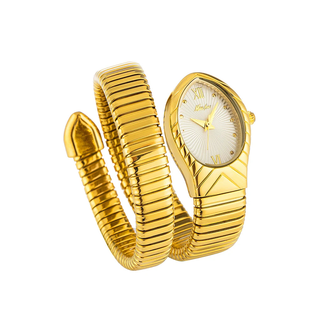 Montre Top marque MISSFOX femmes montres nouveau Quartz forme de serpent Simple dames montre mode Unique bracelet étanche montres