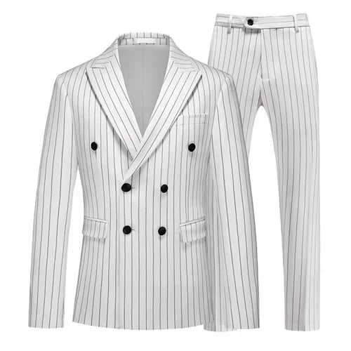 Ensemble pour hommes formel Double boutonnage rayé costumes Homme affaires Social ,de mariage