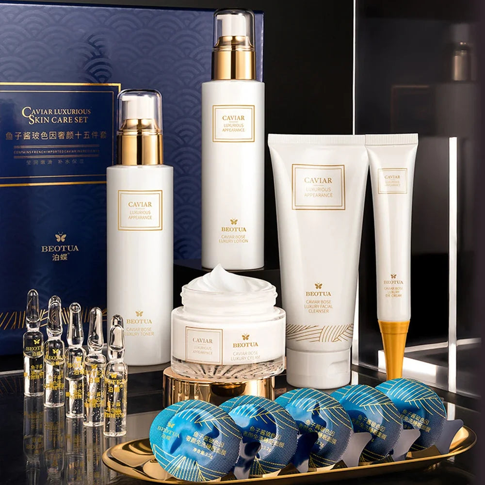 Ensemble de sérum caviar pour le visage, soin de la peau, hydratant, anti déformable, blanchissant, beauté, santé, coréen, trempé, 15 pièces