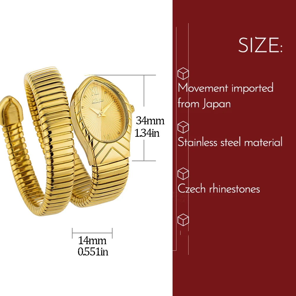 Montre Top marque MISSFOX femmes montres nouveau Quartz forme de serpent Simple dames montre mode Unique bracelet étanche montres