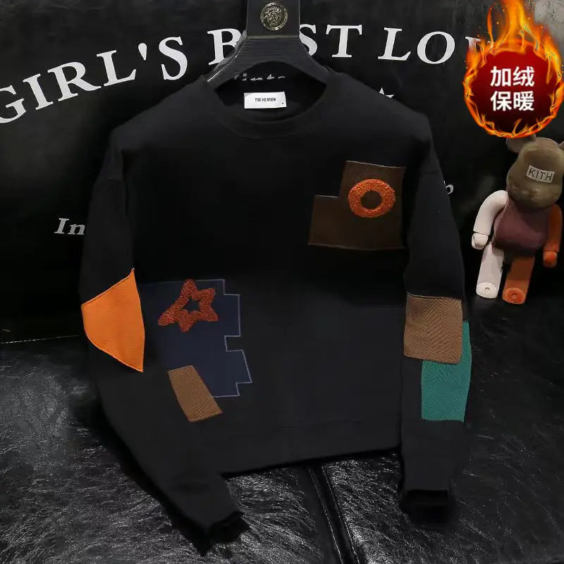 Pull Sweat-shirt brodé à manches longues et col rond pour homme, tendance, élégant ,nouvelle collection automne et hiver