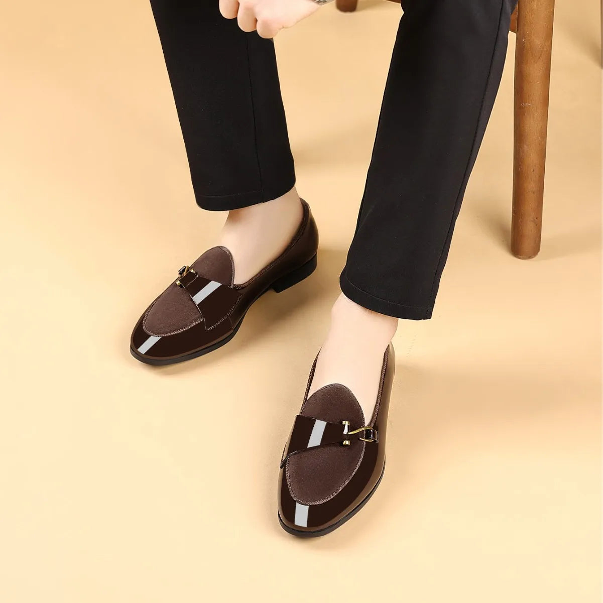 Mocassins chaussures hommes en cuir sans lacet chaussures décontracté confortable habillées boucle en daim