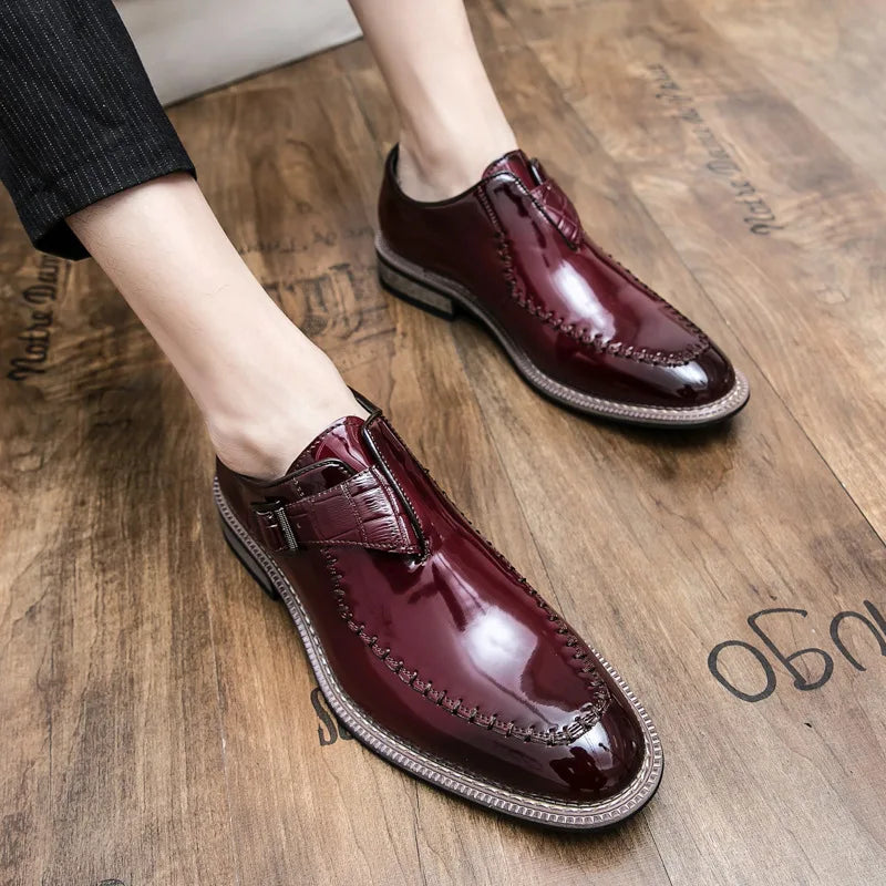 Chaussures provoqué en cuir verni pour hommes, chaussures à plateforme pointues Parker, chaussures de mariage d'affaires, grande taille 38-46, luxe