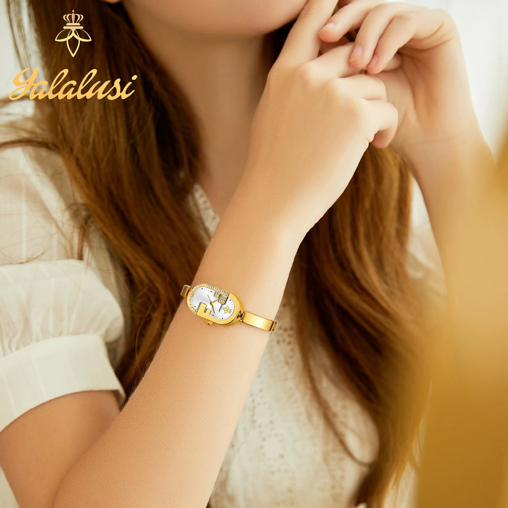 Montre à Quartz plaquée or pour femme Design de luxe montre pour femme à la mode Style élégant boîte de montre cadeau pour femme