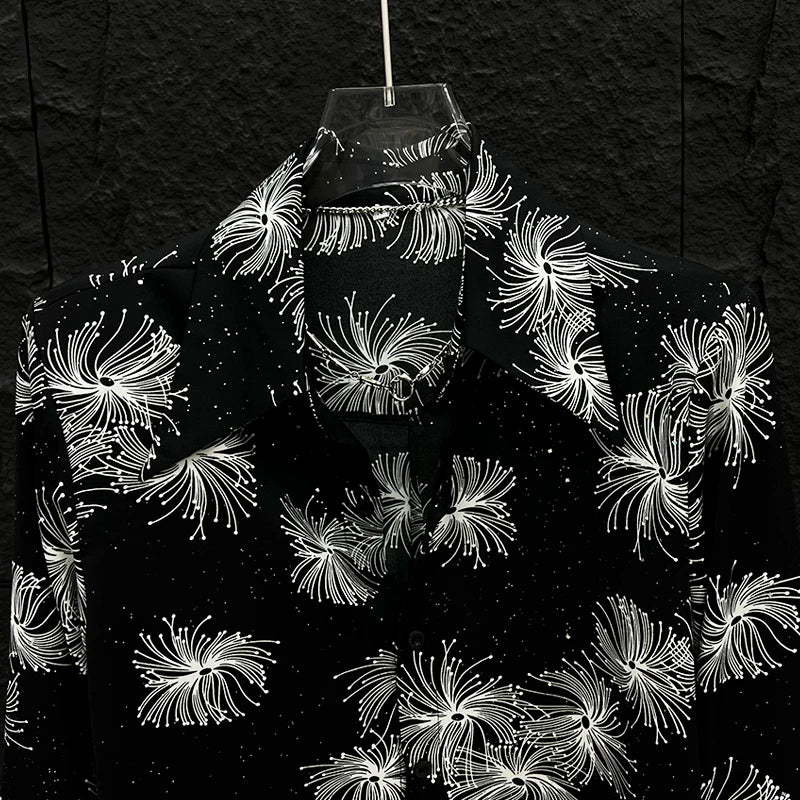 Chemises pour homme  Mode brillant paillettes à manches longues en mousseline De soie  Vintage  2026