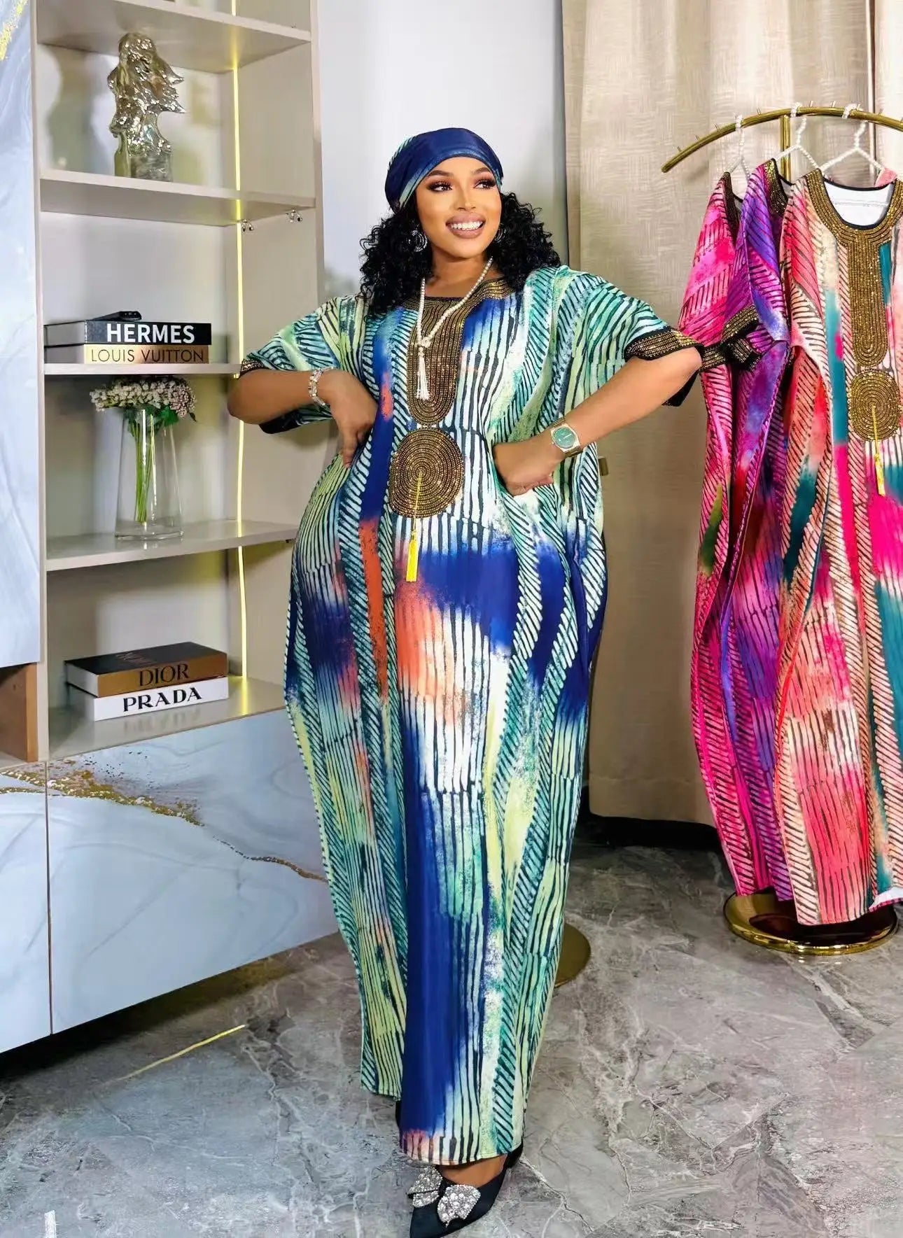 Robe longue d'été ample pour femmes/dames, maxi, imprimé, manches courtes, abayas, nouvel 2026