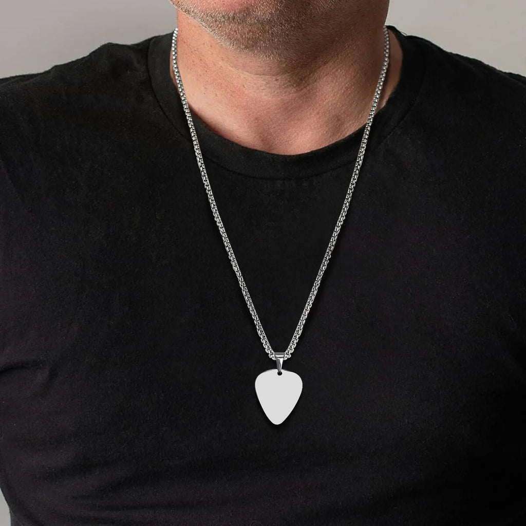 colliers de plectres de guitare avec nom personnalisé gratuit, pendentif de plectre de guitare personnalisé avec chaîne de boîte, cadeau pour les amoureux de la musique