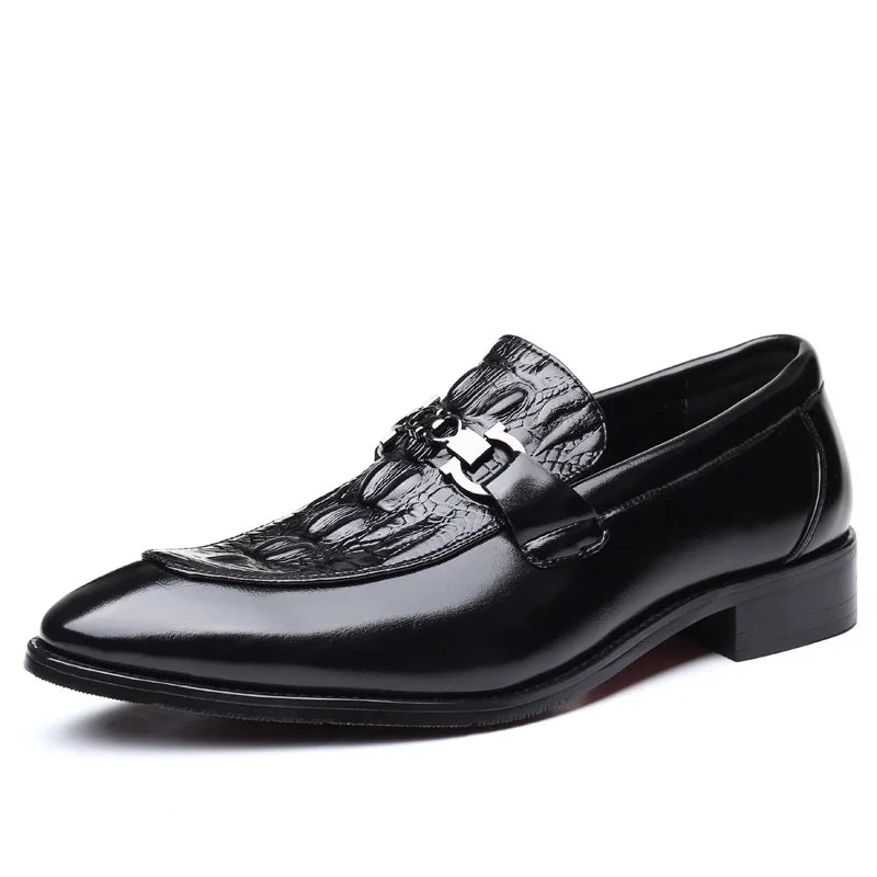 Homme chaussures de luxe Crocodile Grain cuir ,d'affaires sans lacet hommes fête de mariage  décontracté