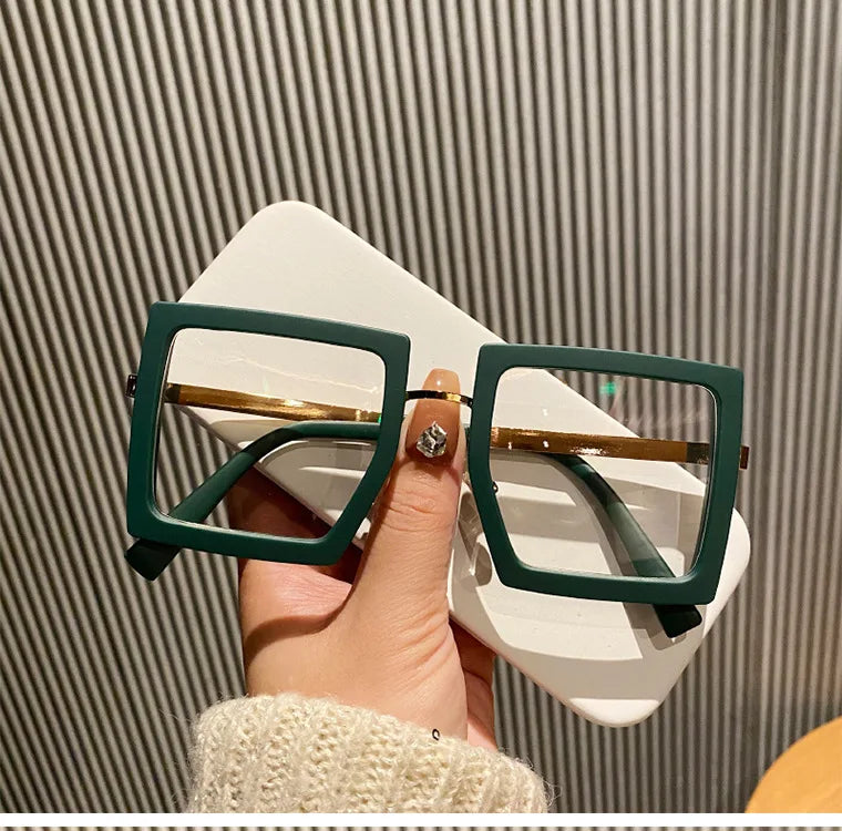 grand cadre femmes Anti-lumière bleue lunettes cadre épais nuances transparentes surdimensionné ordinateur oculaire 2025 nouveau dans