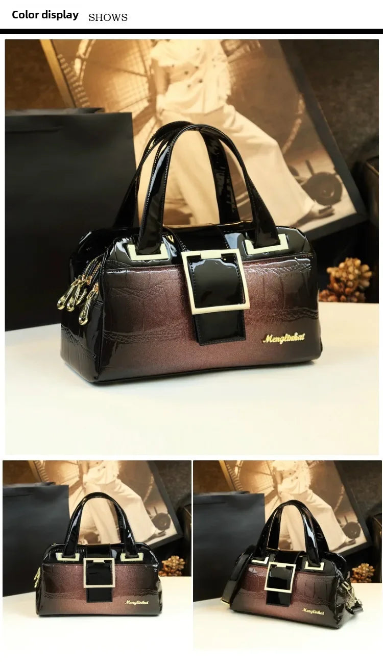 Sac à main multicouche en cuir souple pour femme, luxe motif crocodile, coussin Boston, , initié unique,