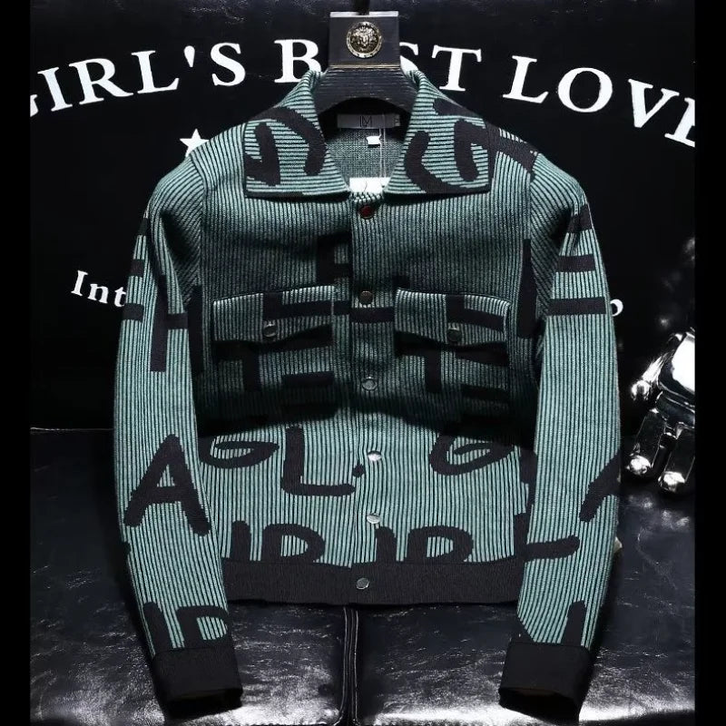 Pull à manches longues pour hommes, tendance, avec lettres imprimées, haut rayé