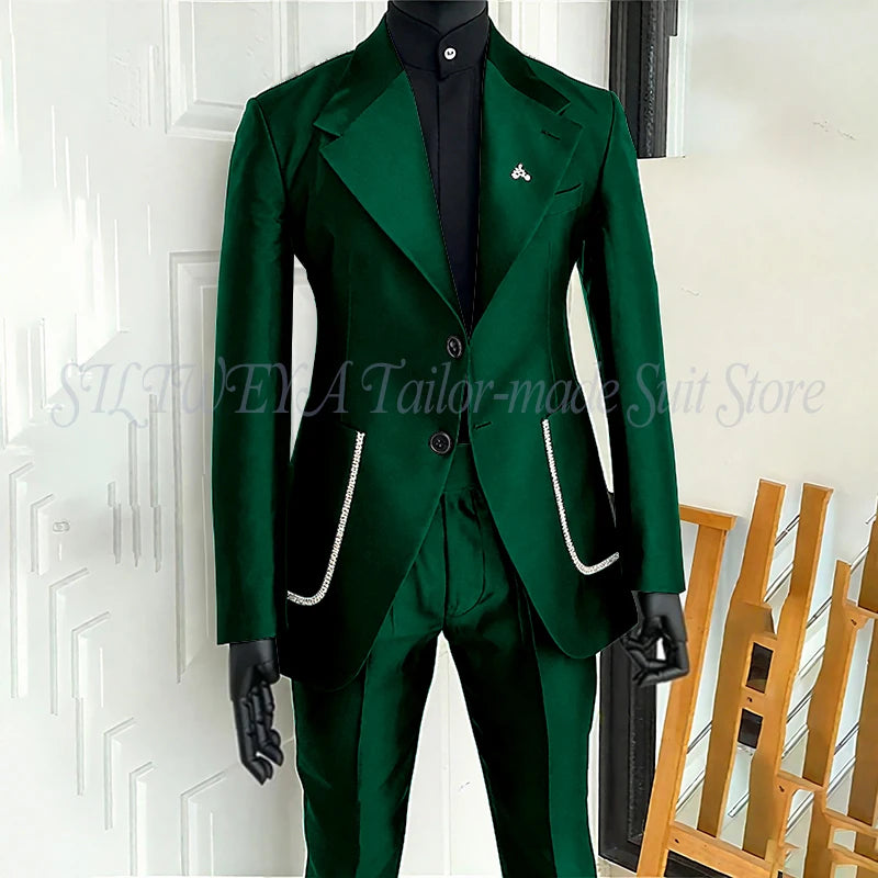 Costume 2 pièces noir pour hommes, Blazer et pantalon, simple boutonnage, travail quotidien, Business, décontracté, ensemble De Costume De fête, Traje De Hombre Elegante