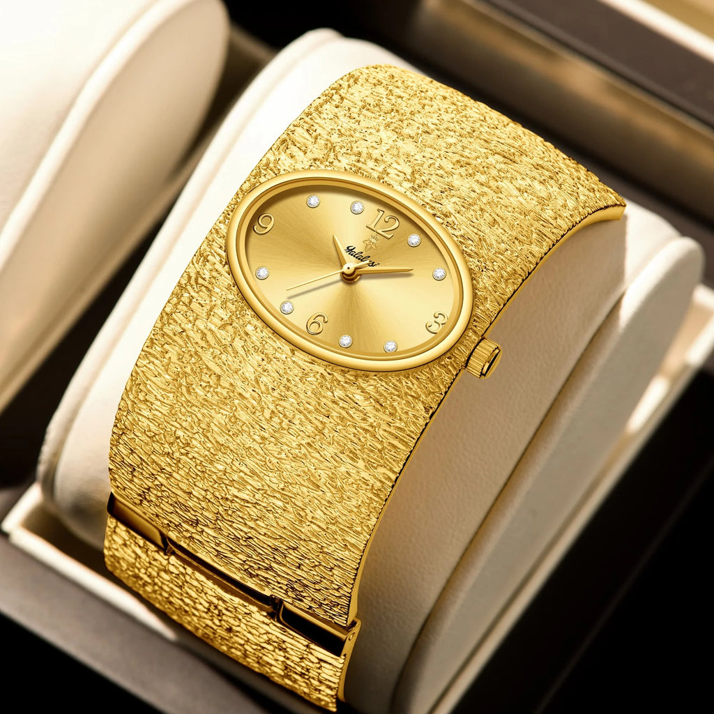 YaLaLuSi luxe femmes Bracelet montre à Quartz de luxe Style Vintage or montre pour femme pour fête dames cadeau