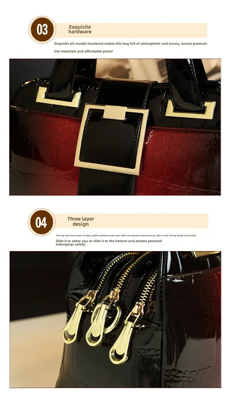 Sac à main multicouche en cuir souple pour femme, luxe motif crocodile, coussin Boston, , initié unique,