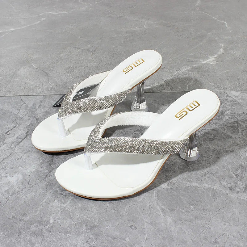 Pantoufles Modernes en Cuir Verni pour Femme, Chaussures à Talons Haute