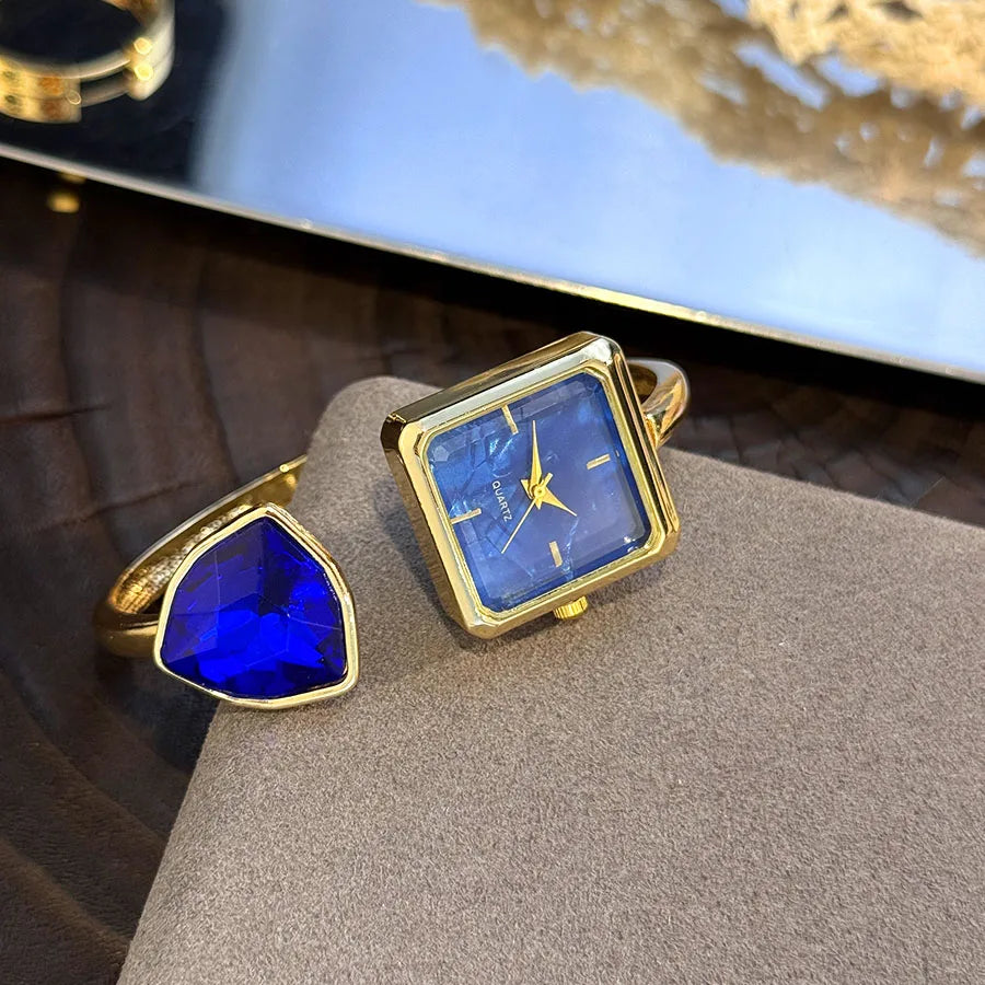 Nouvelle montre-Bracelet ouvert pour femme, forme assortie, couleur diamant, pierres précieuses, montre-Bracelet à Quartz haut de gamme, montre élégante pour paresseux