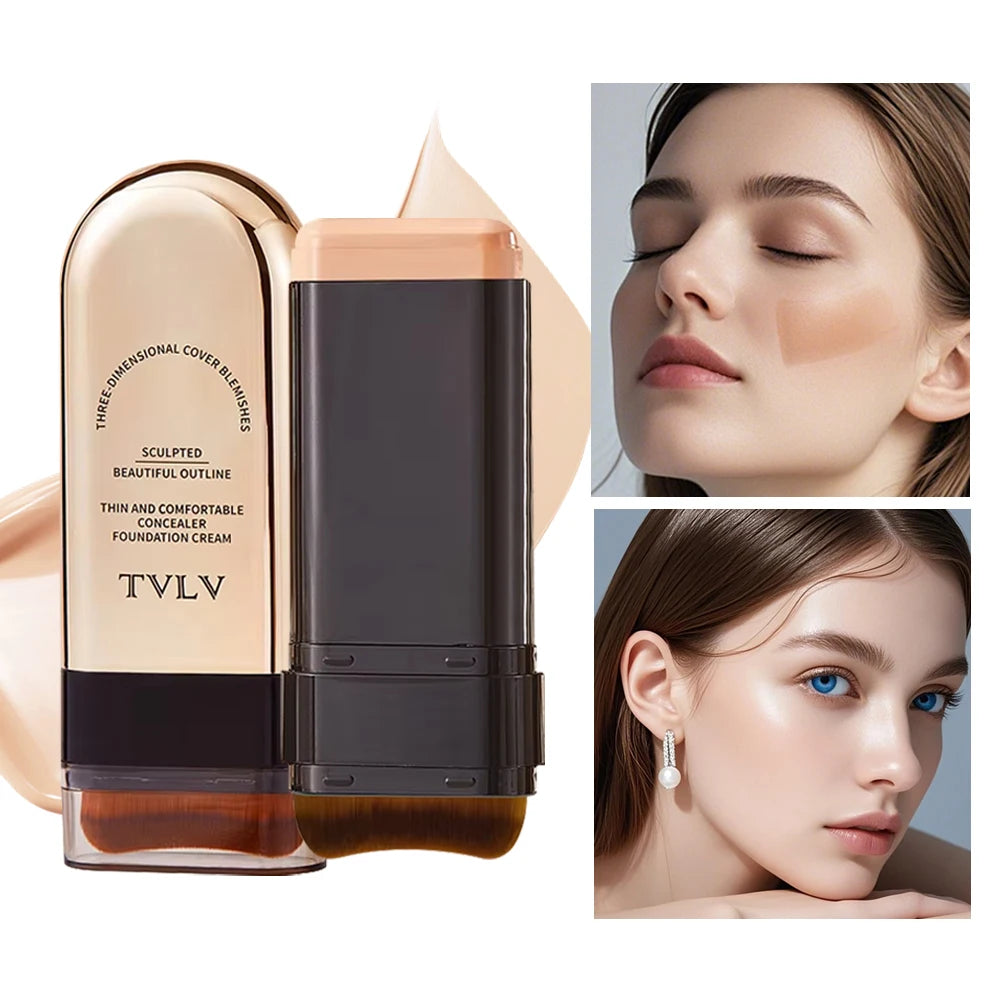 TVLV 2-en-1 fond de teint et correcteur bâton longue tenue éclaircissant le teint de la peau couverture intégrée correcteur impeccable crème de maquillage