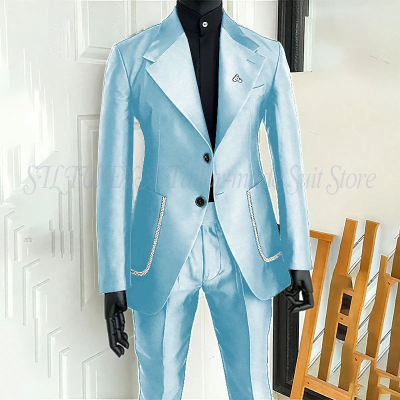 Costume 2 pièces noir pour hommes, Blazer et pantalon, simple boutonnage, travail quotidien, Business, décontracté, ensemble De Costume De fête, Traje De Hombre Elegante