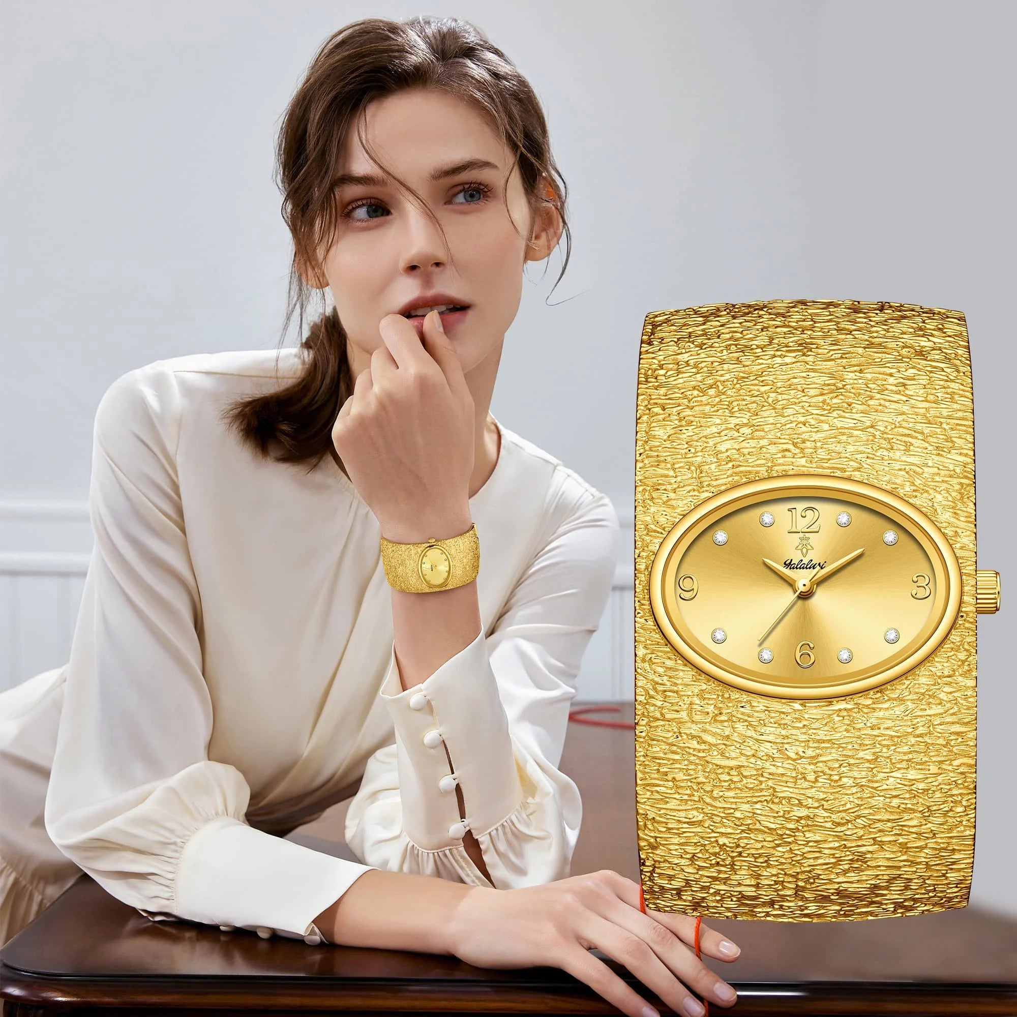 YaLaLuSi luxe femmes Bracelet montre à Quartz de luxe Style Vintage or montre pour femme pour fête dames cadeau