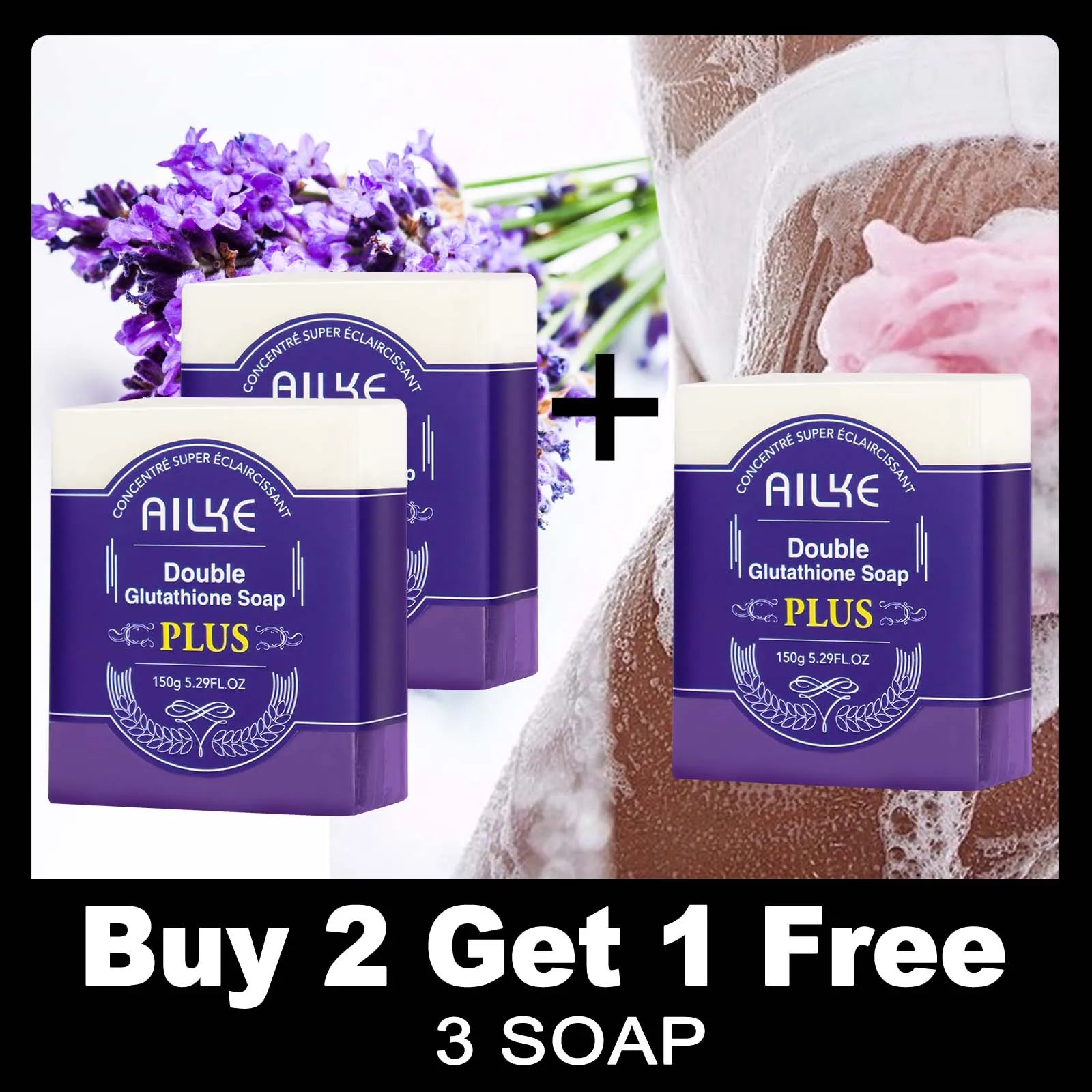 AILKE Anti taches, savon pour peau lisse, barre parfumée, pour peau noire, peau foncée, peau caramel, éclaircissant, blanchissant, pour le visage et le corps