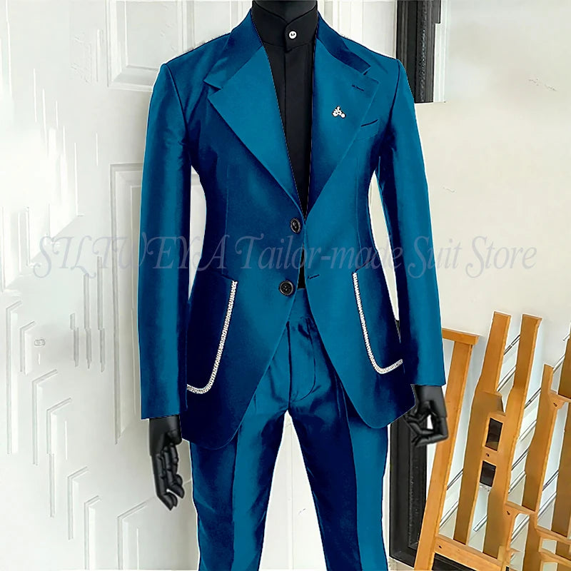 Costume 2 pièces noir pour hommes, Blazer et pantalon, simple boutonnage, travail quotidien, Business, décontracté, ensemble De Costume De fête, Traje De Hombre Elegante