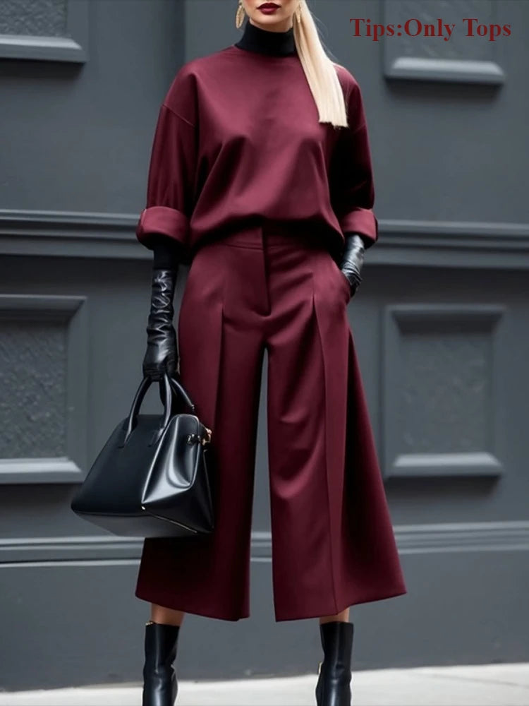 Blouse hauts pour femmes bordeaux col rond demi manches coupe ample T-shirt printemps ,décontractées