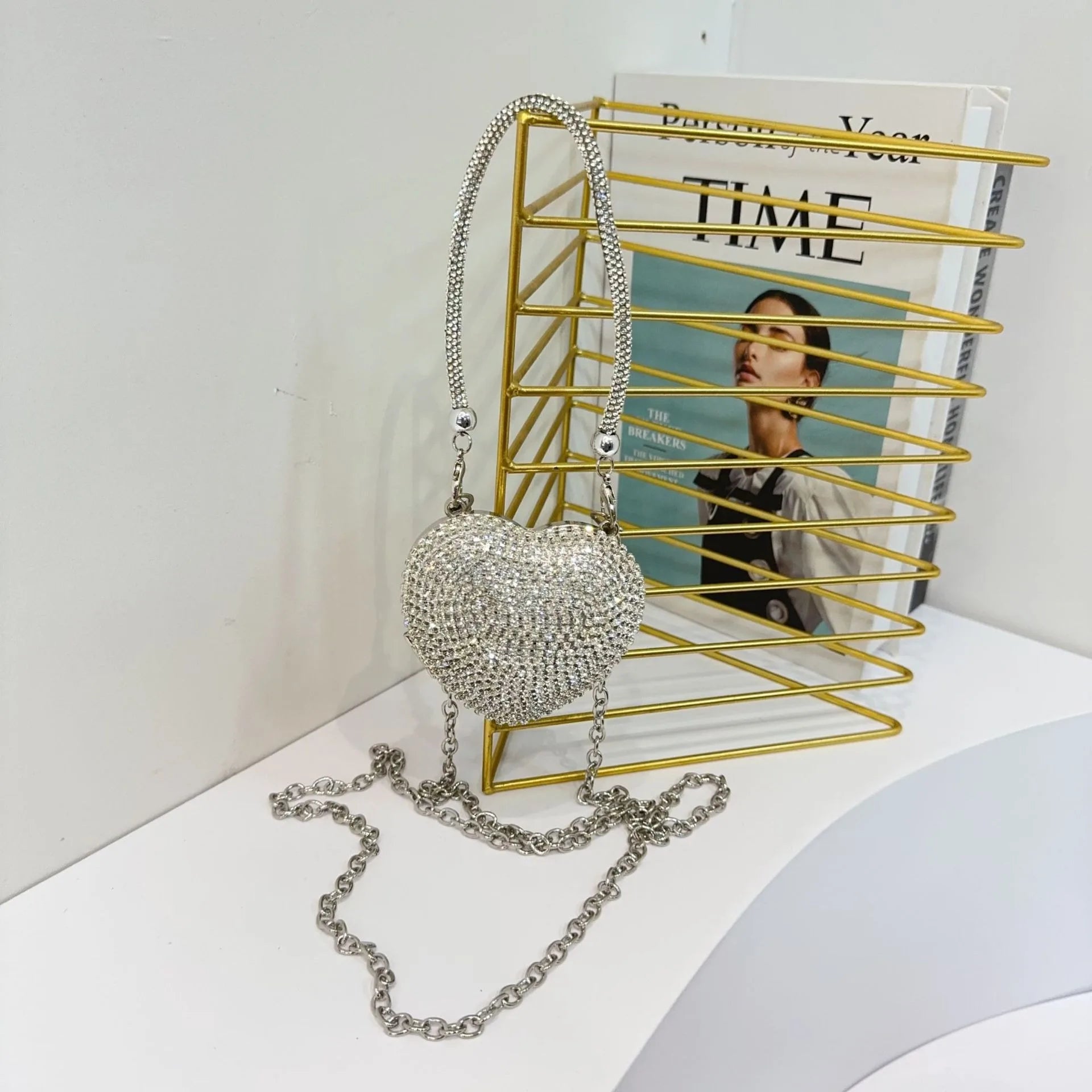 Pochette sac à main  DE Luxe Mini diamant incrustation coeur forme cristal pierres soirée de mariage sacs à bandoulière poignée strass