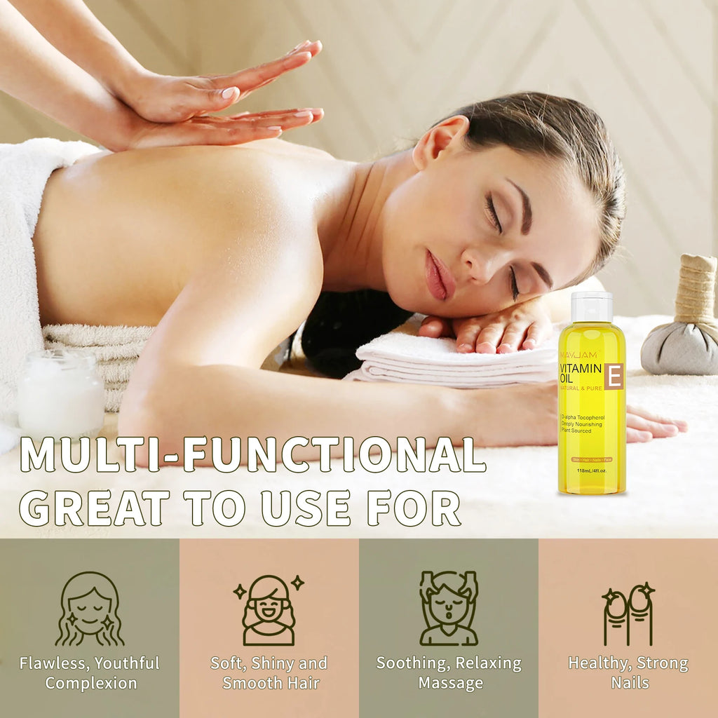 MAYJAM huile de vitamine E naturelle et Pure soin de la peau hydratant éclaircir le teint de la peau 118 ml 236 ml huile de soin du visage