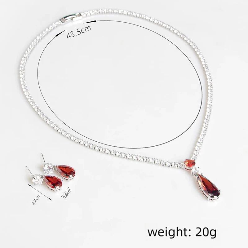 Ensemble de micro gouttelettes d'eau rouges pour femmes, clavicule simple, design de luxe léger, vintage, élégant, à la mode, mariée