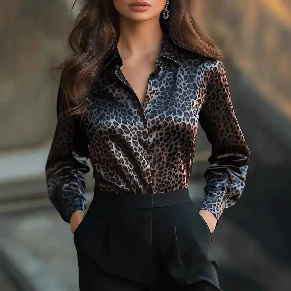 Chemise de Bureau pour dame a manches longues imprimé  ,Blouses d'été
