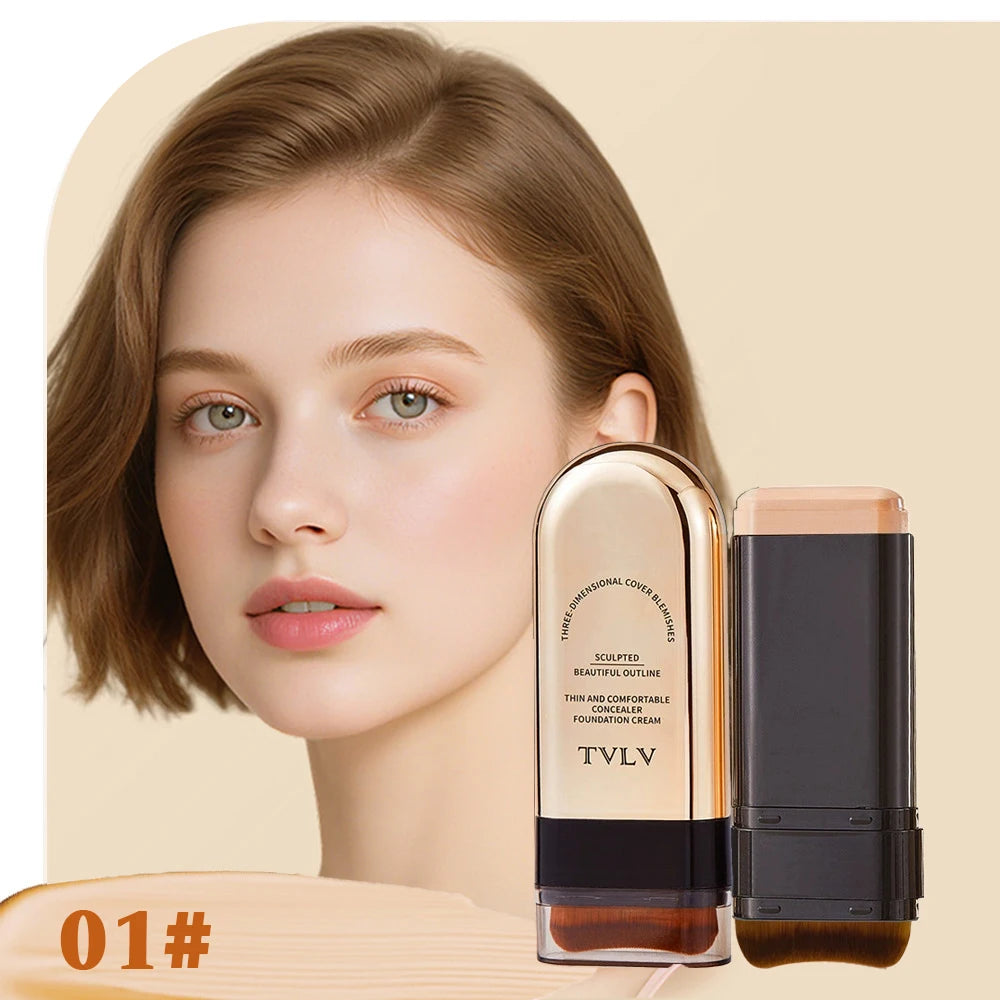 TVLV 2-en-1 fond de teint et correcteur bâton longue tenue éclaircissant le teint de la peau couverture intégrée correcteur impeccable crème de maquillage