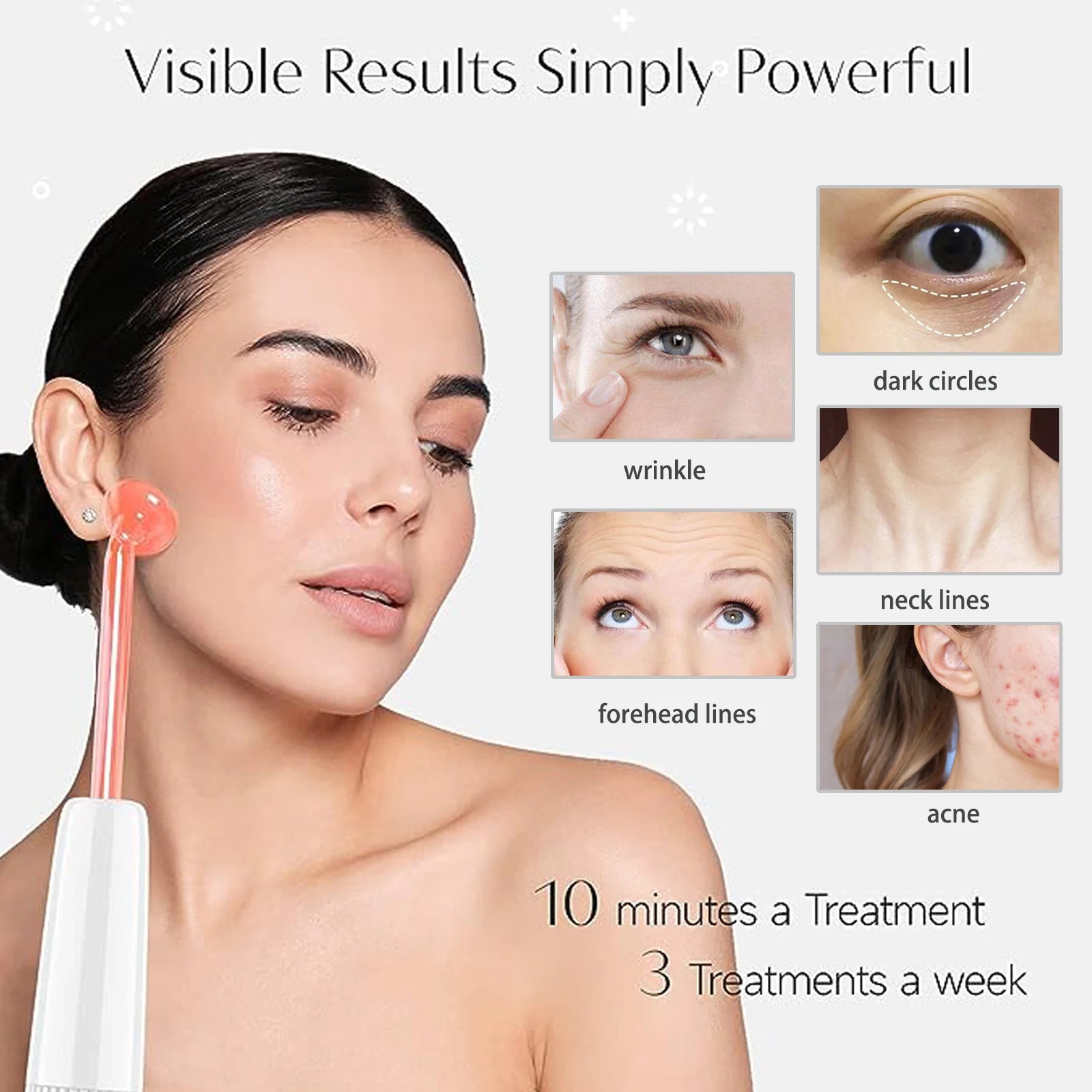 Darsonval nouvelle Machine faciale à haute fréquence thérapie de la peau avec 6 baguettes au néon et à l'argon supprimer les rides baguette de thérapie faciale d'acné