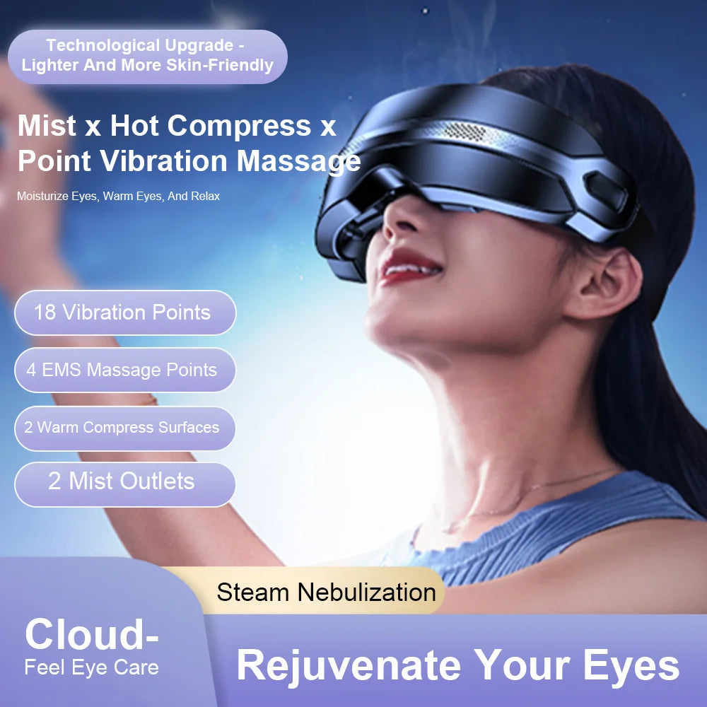 Masseur électrique pour les yeux à vapeur, Spa chaud, acupression, pétrissage, Bluetooth, soulage la Fatigue oculaire, relaxation