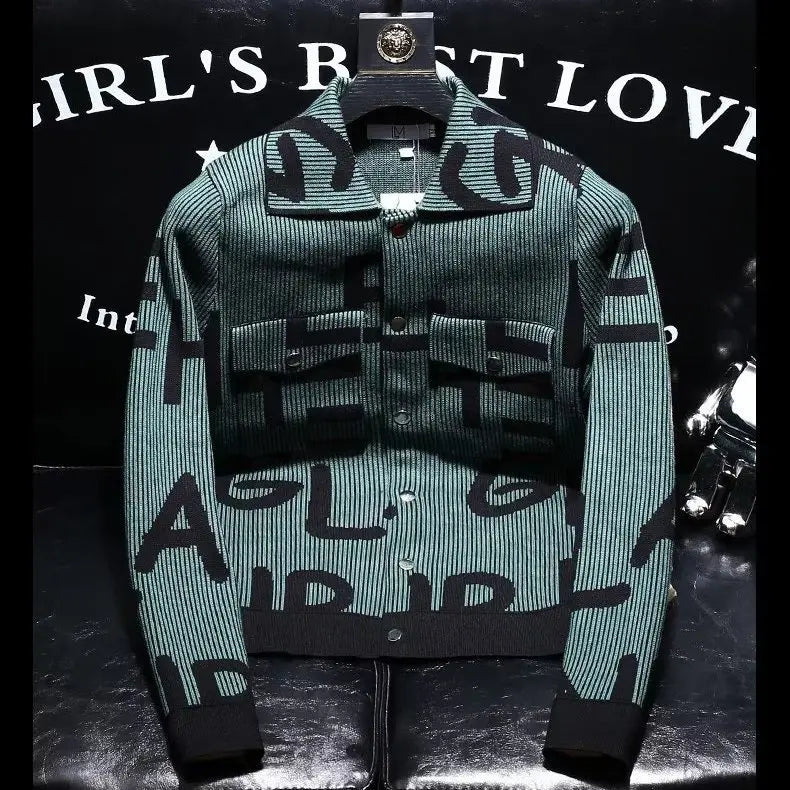 Pull à manches longues pour hommes, tendance, avec lettres imprimées, haut rayé