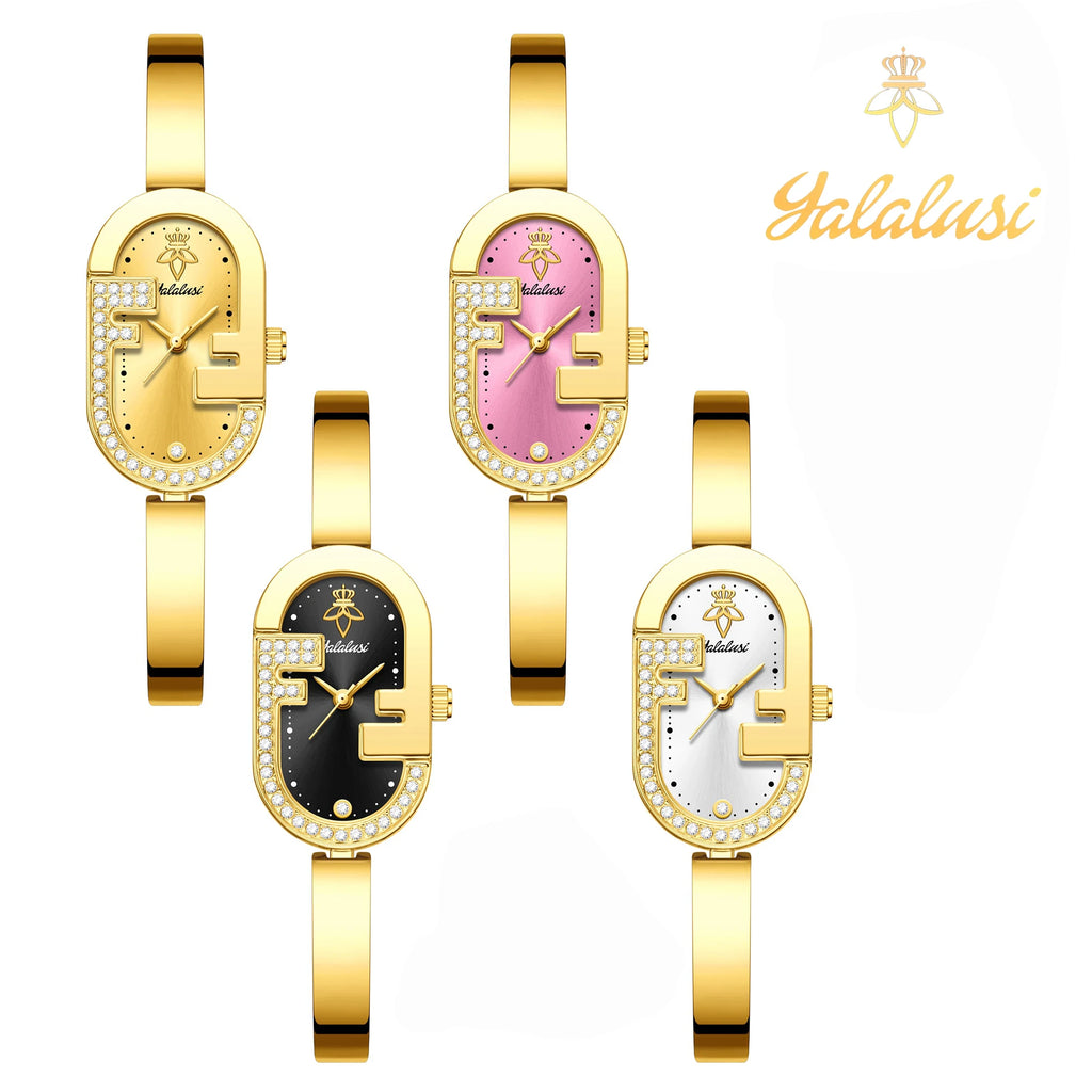 Montre à Quartz plaquée or pour femme Design de luxe montre pour femme à la mode Style élégant boîte de montre cadeau pour femme