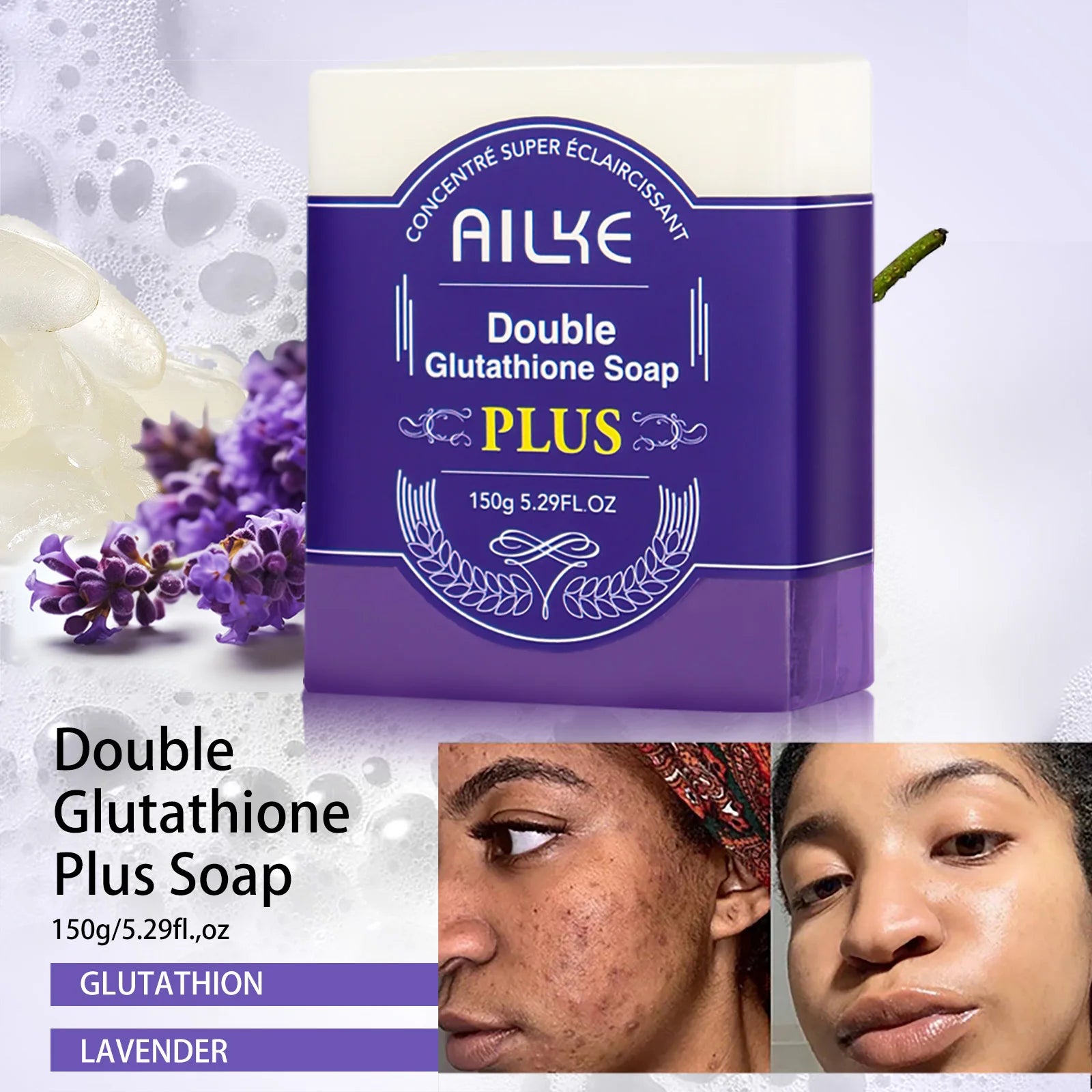AILKE Anti taches, savon pour peau lisse, barre parfumée, pour peau noire, peau foncée, peau caramel, éclaircissant, blanchissant, pour le visage et le corps
