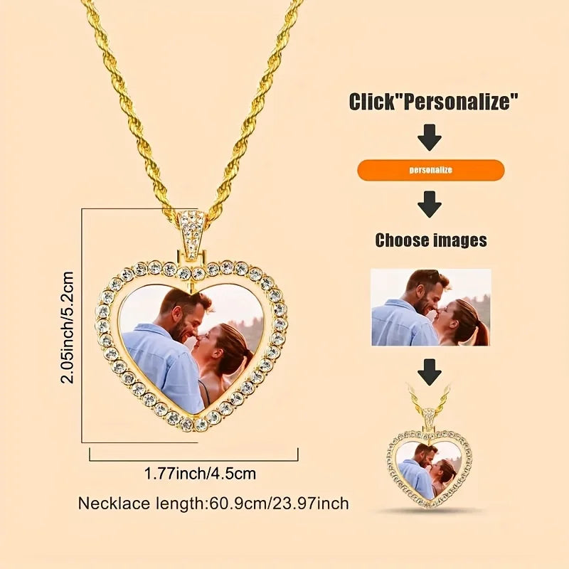 Collier de luxe personnalisé à deux photos, adapté aux hommes et aux femmes à porter, cadeau pour les Parents, mari, petit ami et petite amie