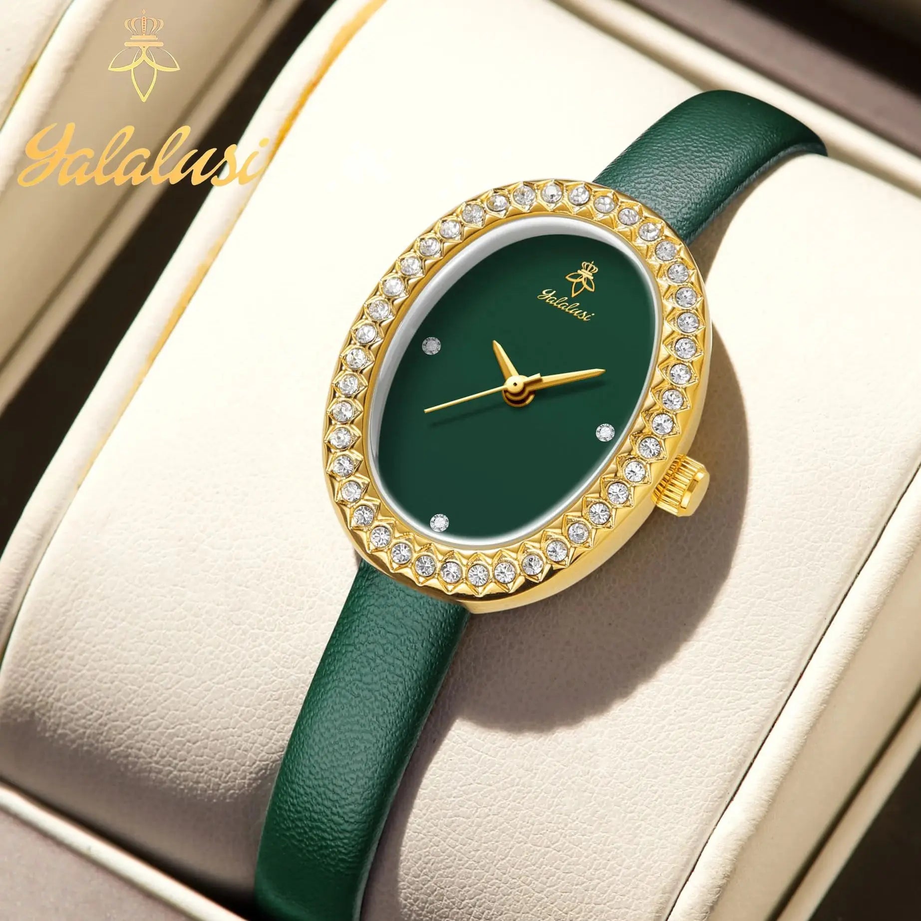 Montre-bracelet à quartz décontractée pour femme Montre de luxe plaquée or pour femme à la mode, tendance et polyvalente Coffret cadeau pour femme