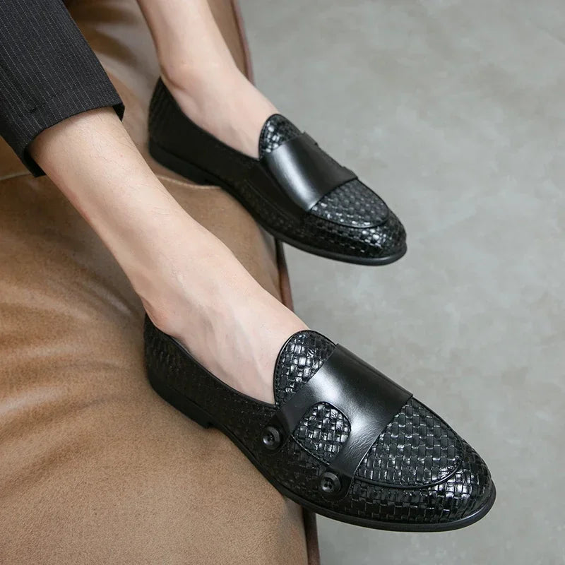 Hommes mocassins chaussures marron noir cuir Pu respirant Double boucle moine