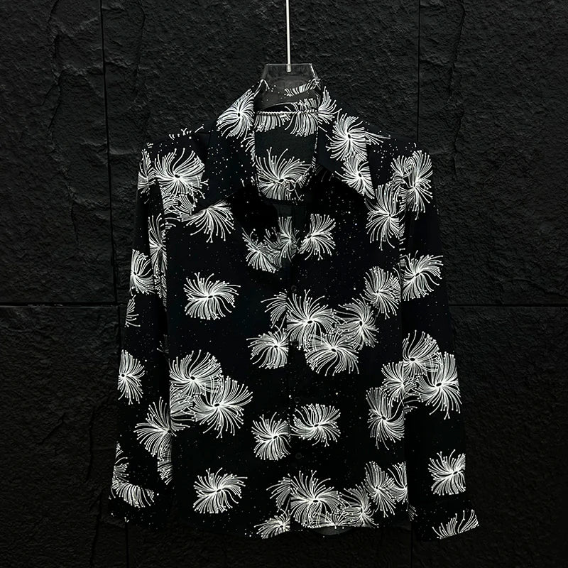 Chemises pour homme  Mode brillant paillettes à manches longues en mousseline De soie  Vintage  2026