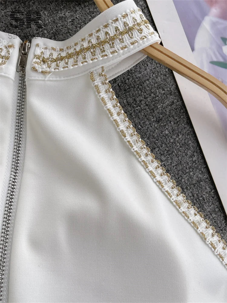 Haut sans manches à paillettes pour femmes, col licou, fermeture éclair, mode, élégant, haute qualité, Streetwear,Sexy, été, 2026