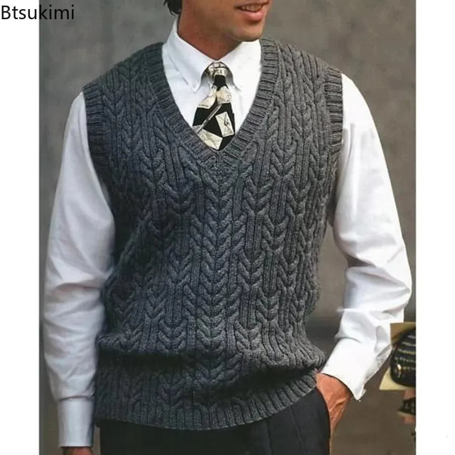 Pull chaud et décontracté pour homme, col en V, sucirculation, automne, hiver, 2026