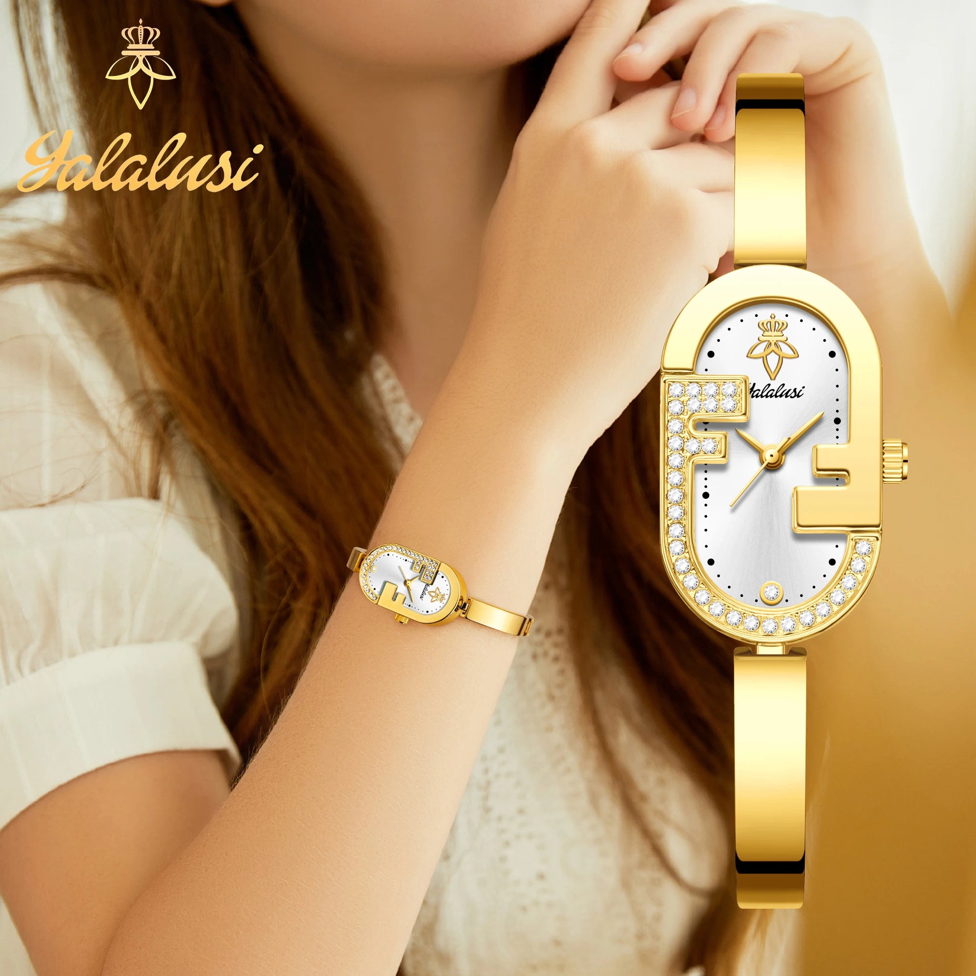 Montre à Quartz plaquée or pour femme Design de luxe montre pour femme à la mode Style élégant boîte de montre cadeau pour femme