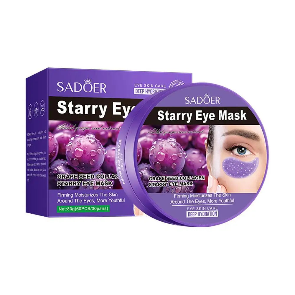 Masque pour les yeux aux algues, masque pour les yeux au collagène aux graines de raisin SADOER, masque pour les yeux hydratant et nourrissant, soin Anti-rides pour la peau des yeux