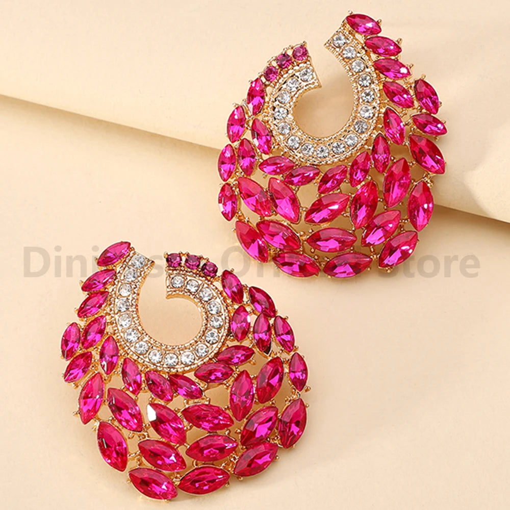 Boucles d'oreilles en strass brillant pour femmes, Design de luxe, bijoux de fête de mariage, à la mode, décor, Piercing, accessoires d'oreille à breloques