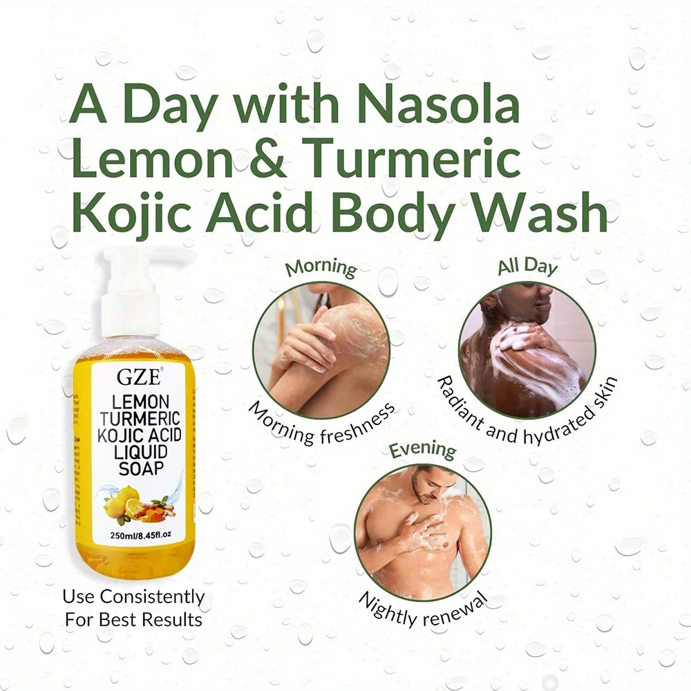 Greflective Glow Lemon Curmeric Kojic Acid Liquid Regina-Nettoyant pour la peau doux, éclaircissant et nourrissant, Curmeric